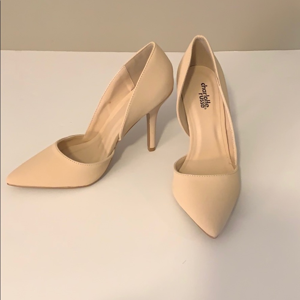 Charlotte Russe Mixi Nude Suede Pumps
